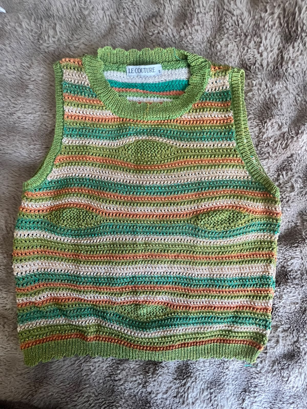 Le Couture Multicoloured Open-Knit Sleeveless Top