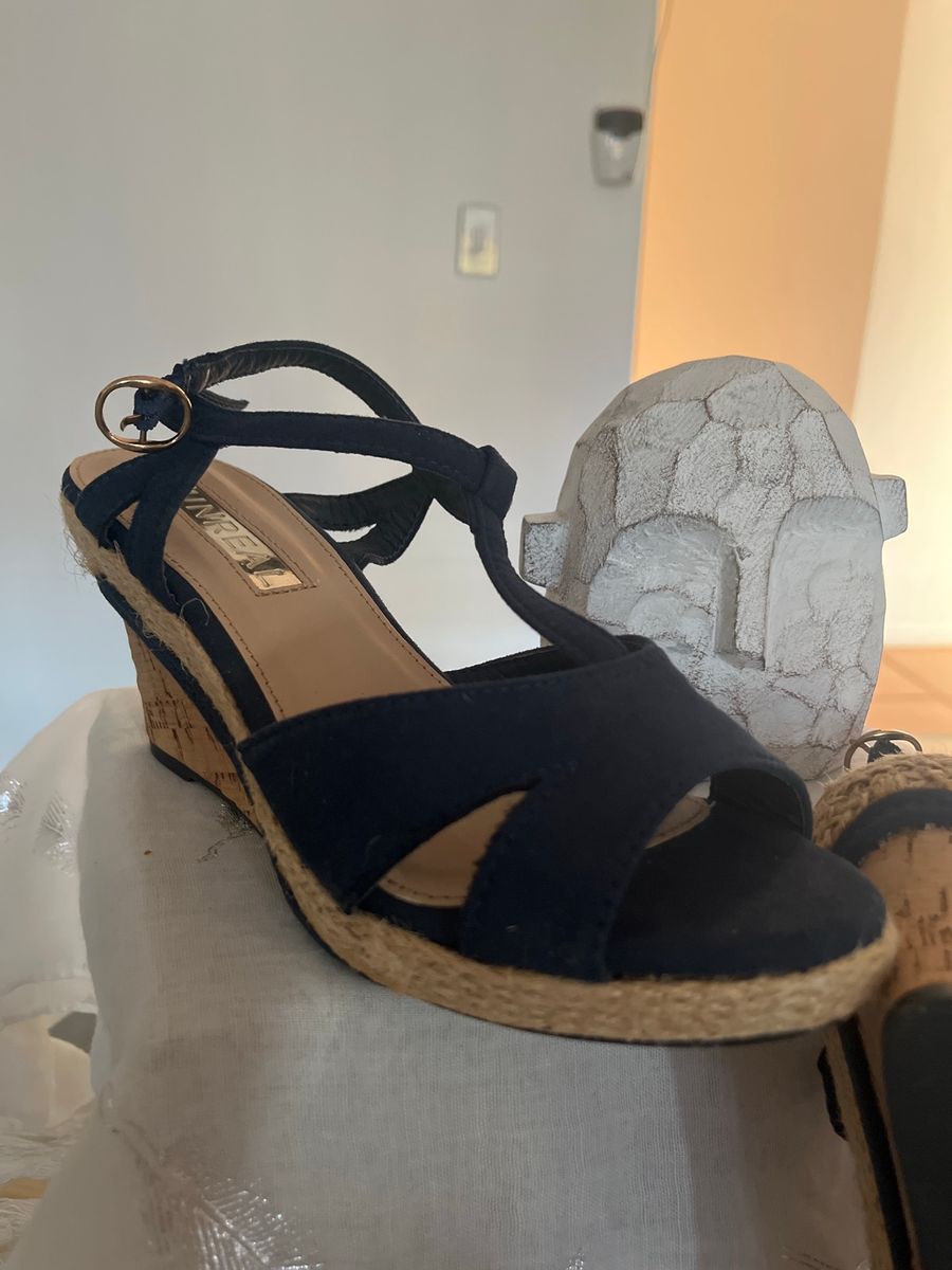 Unreal Navy Blue Wedge Sandals | Size 3